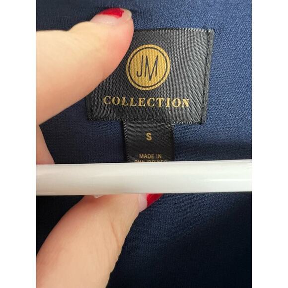 JM Collection Medallion Marvel Dress Intrepid Blue V Neck Short Sleeve Women's S - Picture 4 of 10